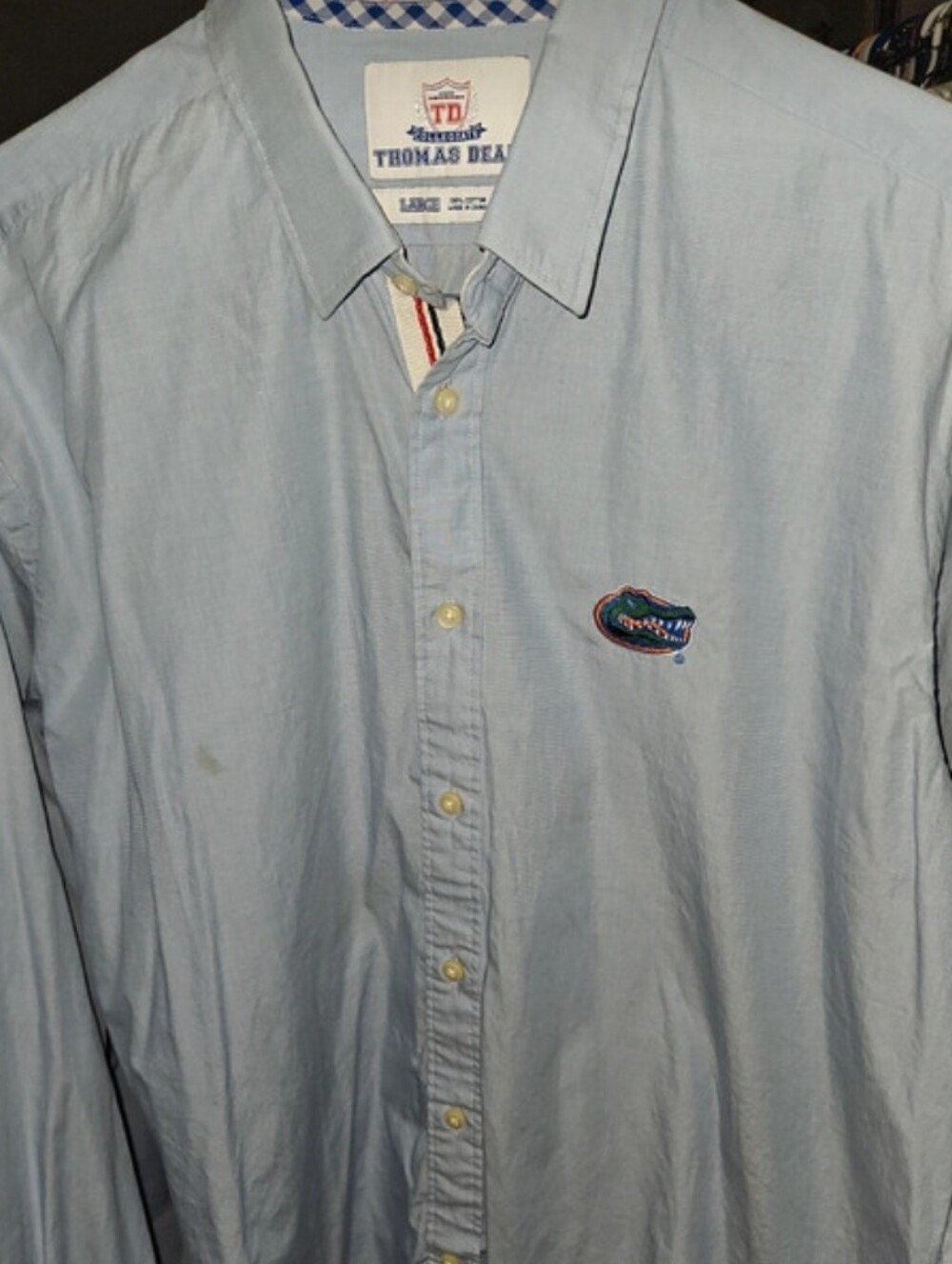 Thomas Dean Collegiate UF Gator Long-sleeve Button-up Shirt - Lt Blue - Sz Large